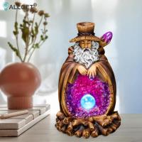 Tea Sculpture Lamp Halloween Resin Tree God Statue Reflux Incense Burner with LED Lamp Landscape Lighting Figurine Craft