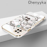 เคส Chenyyyka สำหรับ Infinix Hot 10S NFC Hot 10T เคสการ์ตูนลายดินสอสีเรียบง่ายลายแฟชั่นขอบชุบหรูหราเคสโทรศัพท์กันกระแทกคลุมทั้งหมดเคสป้องกันเลนส์กล้อง