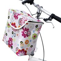 Bicycle Front Basket with Cover Waterproof Canvas Large Capacity Folding Mountain Bike Front Basket