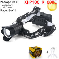 16-Core XHP160 Powerful Led Headlamp Rechargeable Usb Head Lamp Light XHP100 18650 Headlight Fishing Hunting Zoom Flashlight