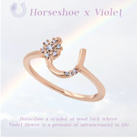 A.CEMI Horseshoe Flower Ring แหวนเงินแท้ชุบทอง 18K แหวนเกือกไม้ แหวนโชคดี ของขวัญแฟน