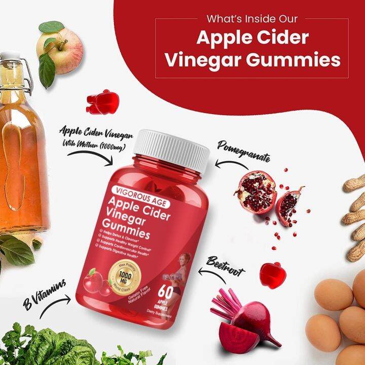 Apple Cider Vinegar Gummies Slimming Boosting Vitality Lowering Blood