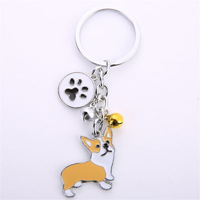 【YF】 Cute Metal Dog Keychain Pet Teddy Samoyed Siberian Husky Pendant Keyring For Women Men Bag Ornament Car Key Holder Souvenir Gift