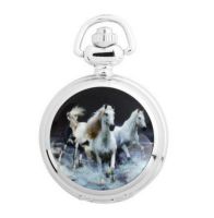 hot style Small ceramic pocket watch horses cartoon watch with chain