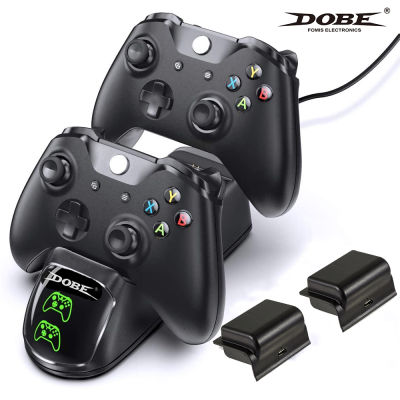 DOBE จอยเกม Xbox One Charger, Dual Xbox One/One S/One X/One Elite แท่นชาร์จ2X1200แบตเตอร์ชาร์จใหม่ได้ MAh แพ็ค2ตัวควบคุมไร้สาย Charge