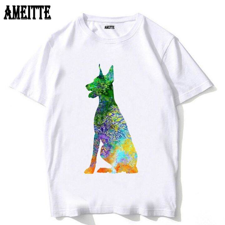 new-summer-fashion-men-short-sleeve-i-love-clever-naughty-doberman-watercolor-t-shirt-boy-casual-tops-funny-dog-print-white-tees-xs-6xl