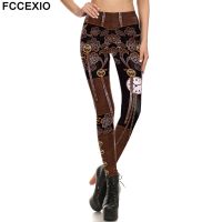 【CW】 FCCEXIO Seamless Leggings Fashion Mid Waist Pants Clothing Steampunk