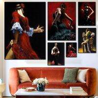 NewFabian Perez Flamenco Dancer โปสเตอร์ผู้หญิงสมัยใหม่ที่สวยงาม Dance Wall Art ภาพผ้าใบพิมพ์ห้องนั่งเล่นตกแต่งบ้านภาพวาด