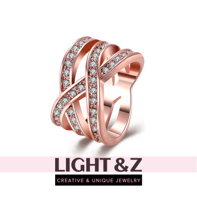 LIGHT &amp; Z เกาหลีบุคลิกภาพเรขาคณิต zircon แหวนหญิงปาร์ตี้ทุกวันแฟชั่นเครื่องประดับสำหรับแฟนของขวัญ