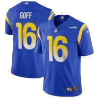 NFL Super Bowl Los Angeles RAMS 9 Stafford 16 goff 99 donald 10 kupp เสื้อฟุตบอลสีขาวครีมสีน้ำเงิน NFL JER ซีย์ซี