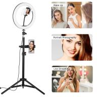 Đèn LED Để Bàn 10 Inch Đèn Vòng Tròn 3 Chế Độ Chiếu Sáng USB Có Thể Điều Chỉnh Độ Sáng Được Cung Cấp Với Giá Đỡ Điện Thoại Bộ Chuyển Đổi Đầu Bi 80Cm Đế Đèn Cho YouTube Live Video Network Selfie Makeup thumbnail
