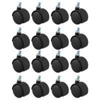 Plastic Swivel Caster 8mm Screw Stem 1.5-Inch Dia Wheel 16 Pcs Black