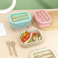 Makan Siang ไมโครเวฟ Alat Makan Sedotan Gandum Wadah Penyimpanan Makanan Anak-Anak Sekolah Kantor Portabel Bento