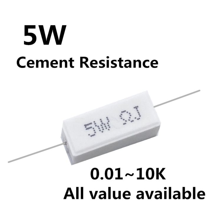 5pcs 5W 1.5 2 2.2 3.3 4.7 5 5.1 5.6 6 ohm 1.5R 2R 2.2R 3.3R 4.7R 5R 5.1R 5.6R 6R Ceramic Cement Power Resistance Resistor 5% Replacement Parts