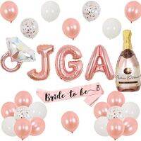 CHEEREVEAL JGA Deko Nutri Luftballons Set Mit Roségold JGA Balloon Banner,Bride To Be Schärpe,Konfetti Luftballon,Diamantring Und Champagner Folienballon Party Deko Für Frauen Team Braut Deko