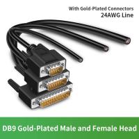 DB9 DB15 24AWG สายต่อ DB25สายสัญญาณ9/15/25พินบัดกรีฟรีสายเคเบิลอะแดปเตอร์สายรับส่งข้อมูลแบบอนุกรมตัวผู้หญิง RS232ช่องเสียบปลั๊ก