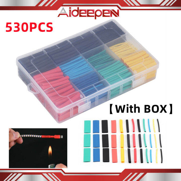 【With Box or Bag】530Pcs heat shrink tubing insulation electrical wire ...