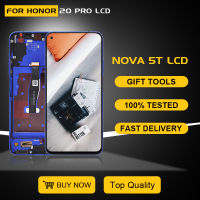 6.26นิ้วสำหรับเหมาะสำหรับเหมาะสำหรับ Nova 5T LCD Touch Screen Digitizer YAL-L21 L61A L61D L71A Assembly Honor 20จอแสดงผลกรอบ