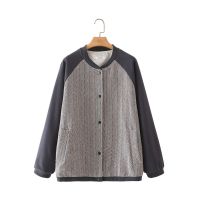 【มีไซส์ใหญ่】Plus Size XL-4XL Button Up Womens Striped Jackets Autumn Winter New A-line Outerwear