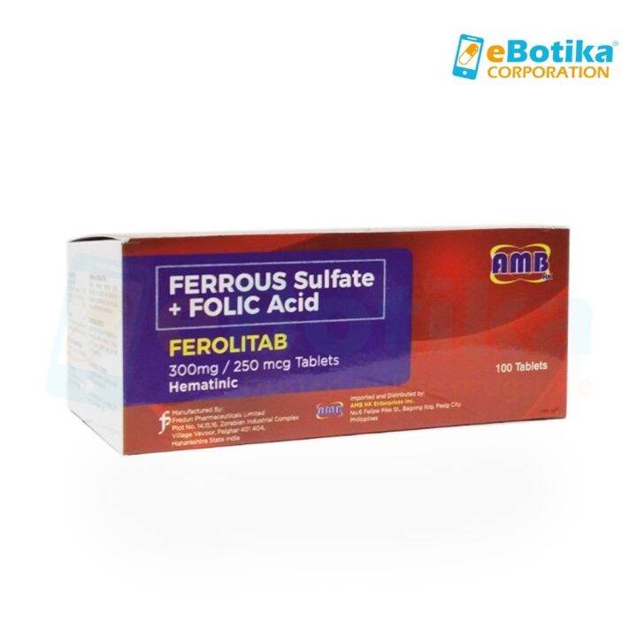 Ferrous Sulfate Folic Acid (FEROLITAB) 100pcs/perBox | Lazada PH