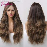 Long Wavy Transparent Lace Front Synthetic Wigs Brown Golden Ombre Lace Frontal Wig for Black Women Natural Cosplay Closure Hair [ Hot sell ] Decoration Center