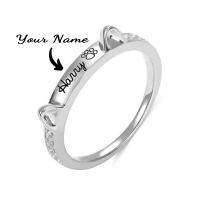 Personalized Dog Bones Shaped Cat Ears Name Finger Rings for Women Girls Customized Baby Names and Paw Jewelry Gift With 2023