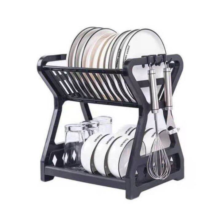 Double Dish Rack Plastic Kitchen Shelf Sink Draining Kitchen Rack ...