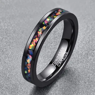 Mens black opal sales wedding band