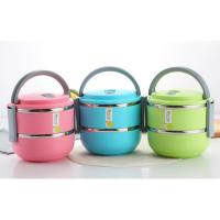 Portable Lunch Box Stainless Steel Round Shaped Leakproof Bento Box Heat Resistant Double Layer Food Storage Container Large Capacity Lunch Box with Handle for Children Adults School Office Outdoor Camping