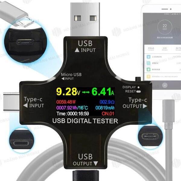Thiết bị đo dòng sạc và điện áp USB Digital Tester J7c (4 đầu) Lazada.vn