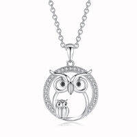 LuxHoney Owl Shape Pendant Belcher Chain Necklace with Zircon Inlaid Chic Fashion 2022 for Women OL In Party Birthday Wedding