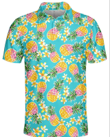 Gopory Golf Shirts for Men Hawaiian Polo Shirts for Men Pineapple Shirt Men Tropical Polo Casual Light Pineapple Polo Golf 1b