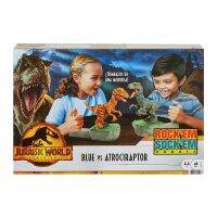 Mattel จูราสสิโลก GWP21ไดโนเสาร์วิศวกรรมมวยเกมสีฟ้า VS Atrociraptor รูปการกระทำเด็กของขวัญวันเกิดหุ่นยนต์