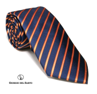 Giorgio Del Sarto Necktie 7.5 cm Blue with Orange Stripe Fabric Texture เนคไทสีน้ำเงินมีเท็กเจอร์