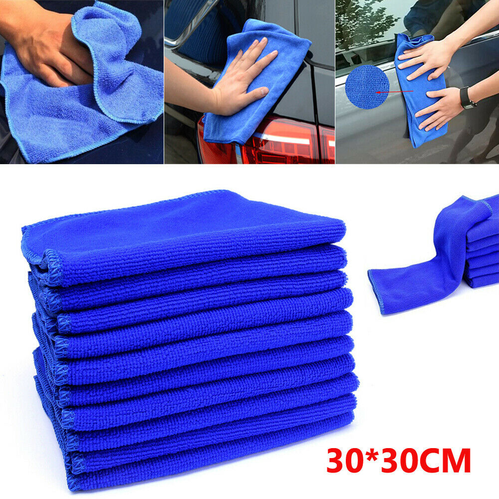 10pcs BLUE Microfibre Cleaning Auto Car Detailing Soft Cloths Wash Towel Duster 