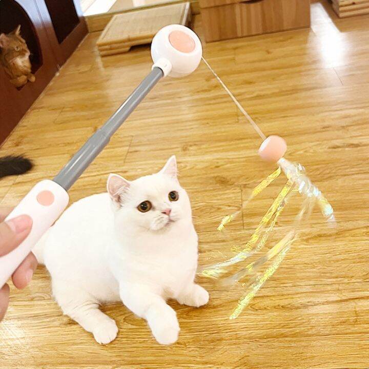 cat-feather-ของเล่น-feather-teaser-stick-wand-pet-retractable-สีสัน-interactive-feather-catcher-product-for-kitten