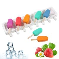 8-Cavity Silicone Ice Cream Mold Ellipse Line Shape DIY Homemade Popsicle Moulds Dessert Ice Pop Lolly Maker Reusable Tool D90