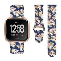 สำหรับ Fitbit Versa 2 / Lite 22Mm สายนาฬิกาข้อมือซิลิโคนพิมพ์ลายหัวเข็มขัดกลับด้าน (กุหลาบแดง)