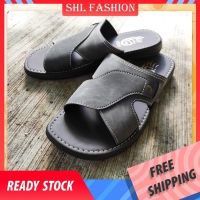 SHL Men Pu Leather Sandal Casual Beach Local Slip On Selipar Kasut Lelaki size 5-10【ผู้ชายรองเท้าแตะ】 -528