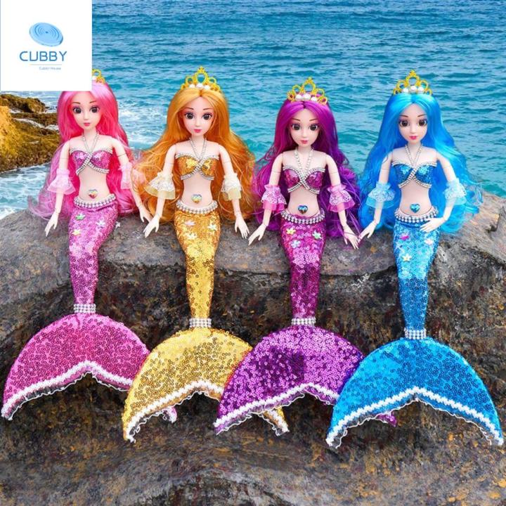 CUBBY mermaid barbie Plastic Princess Mermaid Doll Shiny Sequin Fairy ...