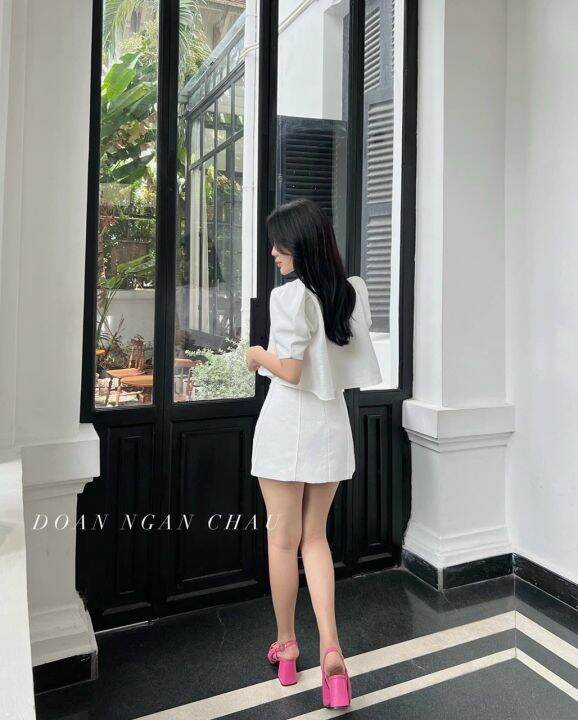 Set áo croptop tay phồng + Chân váy xinh sắn nhẹ nhàng- Freesize ...