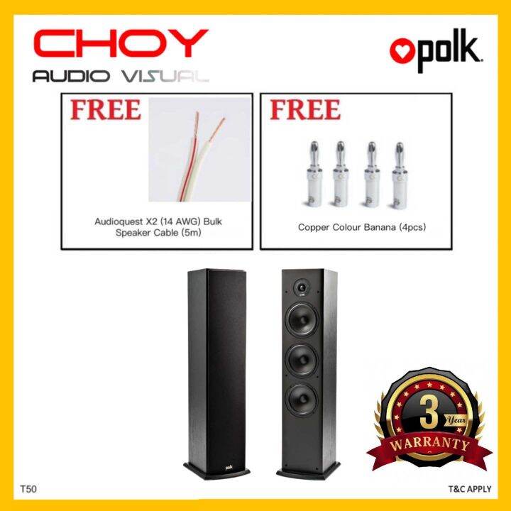 Polk Audio T50 Floorstanding Speaker Pair Lazada