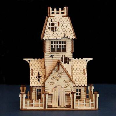 23New New Halloween Series DIY Ghost House Wooden Puzzle Childrens Manual Halloween House Educational Toys