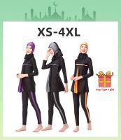 ชุดชุดว่ายน้ำมุสลิมชุดว่ายน้ำ3สีสำหรับ XS-4XL ขนาดชุดคลุมทั้งหมดขนาดพิเศษชุดว่ายน้ำมุสลิมแขนยาวชุดว่ายน้ำขนาด