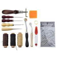 14pcsset leather sewing DIY tools Handmade Hand Stitching sewing accessory leather working kit awl Crimper needle Wax line