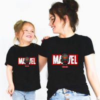 Fashion Family T-Shirt Cartoon Black Boy Short Sleeve Women Tshirt Uni Cotton Casual Baby Clothes Streetwear Cozy