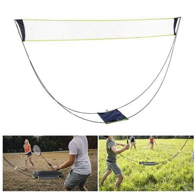 Portable Badminton Net with Stand Carry Bag, Folding Volleyball Tennis Badminton Net – Easy Setup for for Outdoor/Indoor