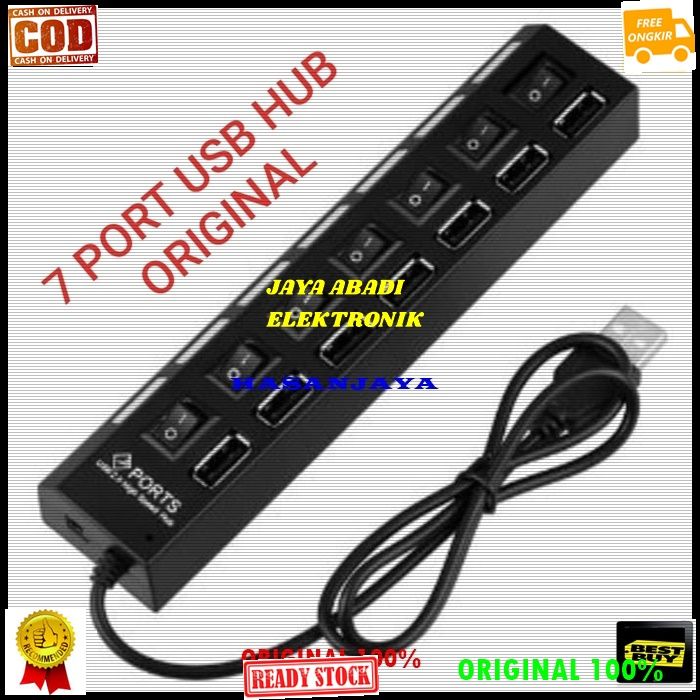 Ge246 Ori 100 Usb Hub Saklar 7port Port Slot Sambungan Device Alat