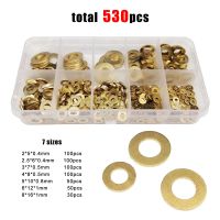 530pcs/Box GB97 DIN125 M2 M2.5 M3 M4 M5 M6 M8 Solid Brass Copper Flat Washer Plain Gasket Pad Mason Assortment Kit Set Nails Screws  Fasteners