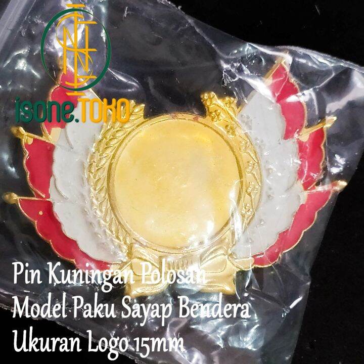 Pin Kuningan Emas Paku Sayap Bendera Polos Polosan Logo 1 5cm Lencana